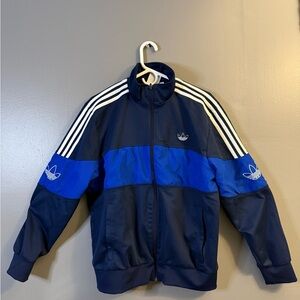 Adidas Men's Dark Blue and Bright Blue Varsity Jacket